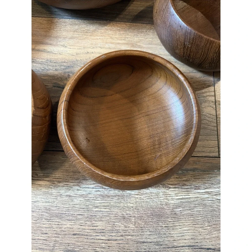 Vtg 60s Gailstyn-Sutton Teak Wood 5pc Set Thailand Salad & Serving Bowls MCM